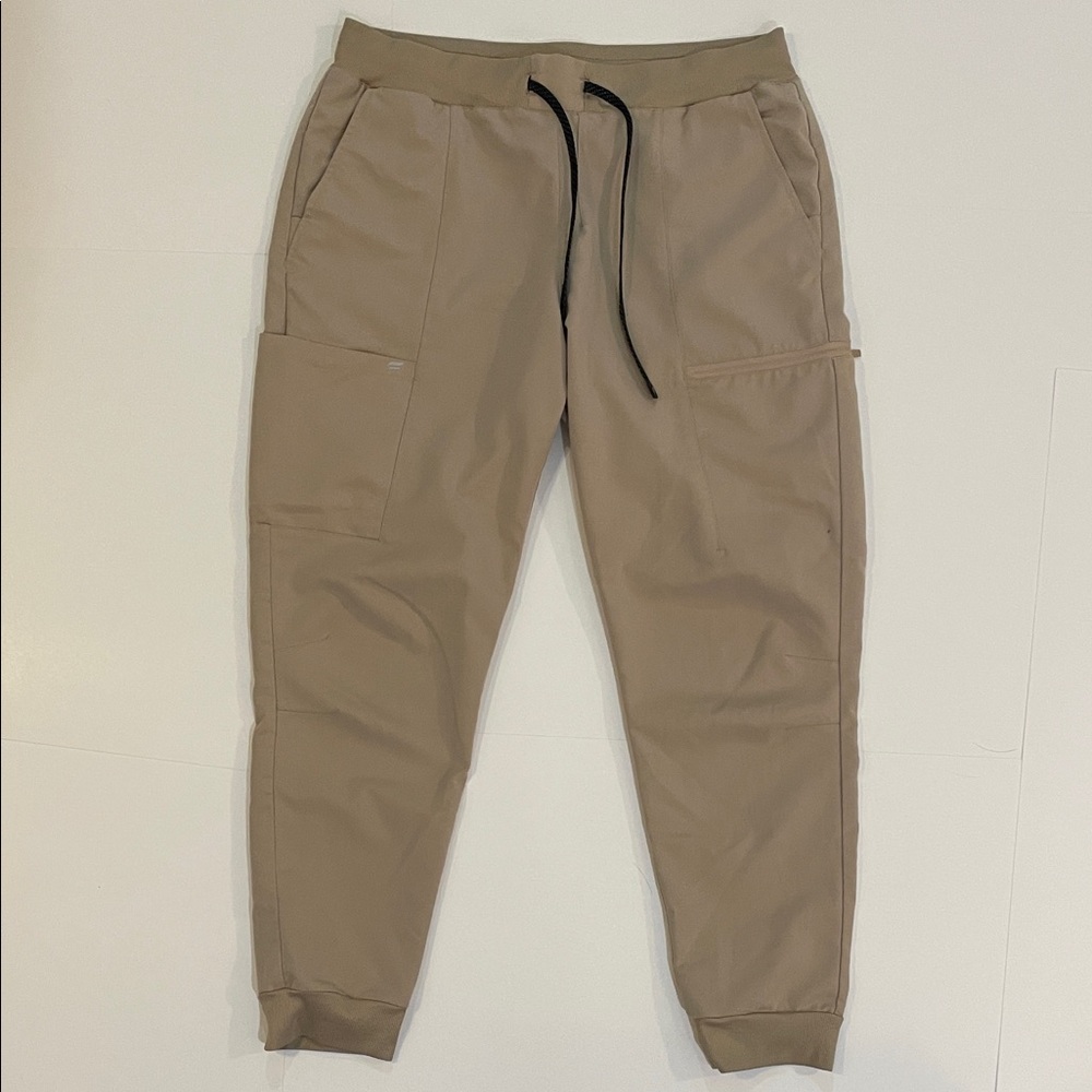 Fabletics Tan Jogger Pants with Black Drawstring